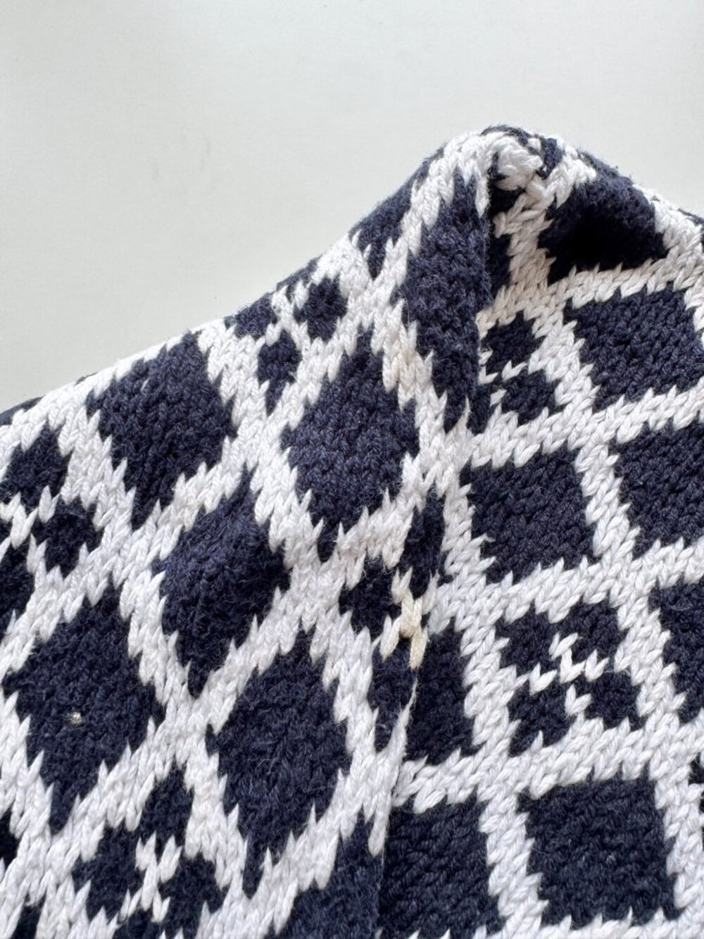 Vintage 80's CLUB MONACO Navy White Birds Eye 100% Cotton Knit Sweater, Size M - Picture 8 of 16